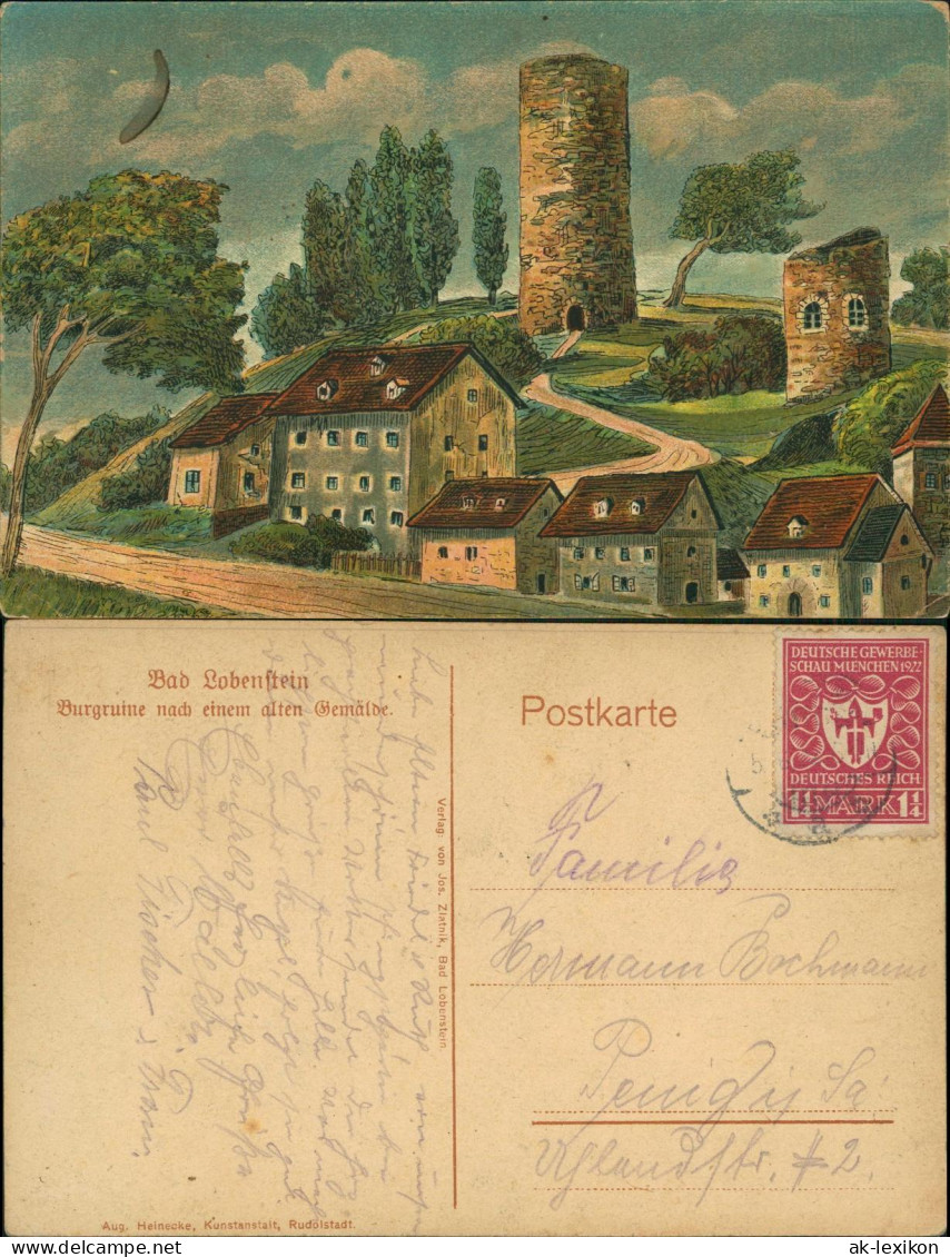 Ansichtskarte Bad Lobenstein Burgruine Nach Gemälde (Künstlerkarte) 1922 - Lobenstein