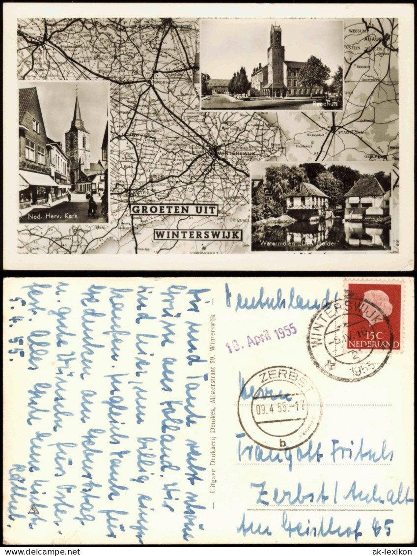 Postkaart Winterswijk Mehrbildkarte Ortsansichten Auf Umgebungskarte 1955 - Winterswijk