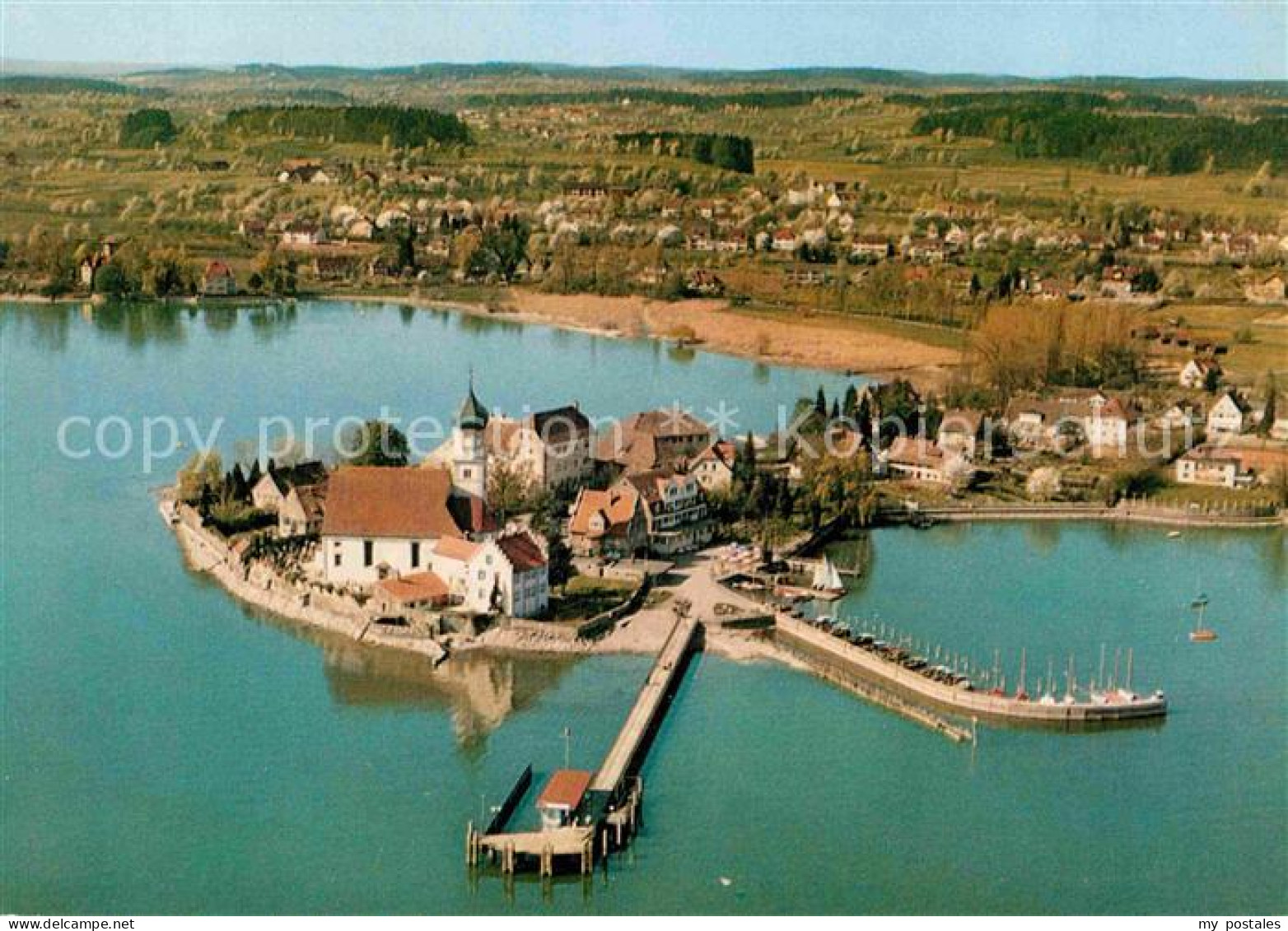 72792409 Wasserburg Bodensee Fliegeraufnahme Mit Bootssteg Wasserburg - Wasserburg (Bodensee)