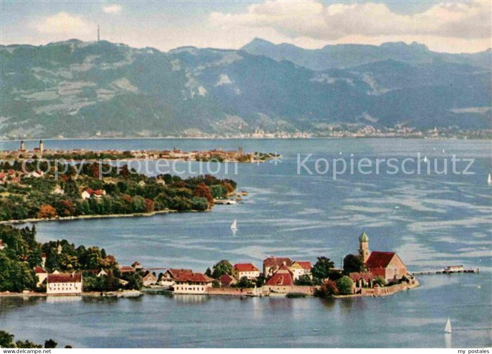 72792309 Wasserburg Bodensee Fliegeraufnahme Mit Lindau Und Bregenz Wasserburg - Wasserburg (Bodensee)