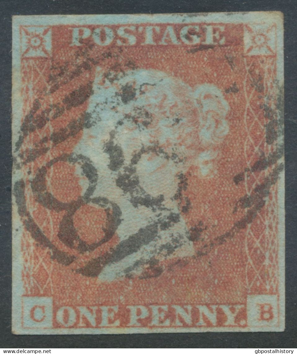 GB QV 1d Redbrown, Unplated (CB) 4 Margins, VFU With Numeral „498“ (MANCHESTER) - Oblitérés