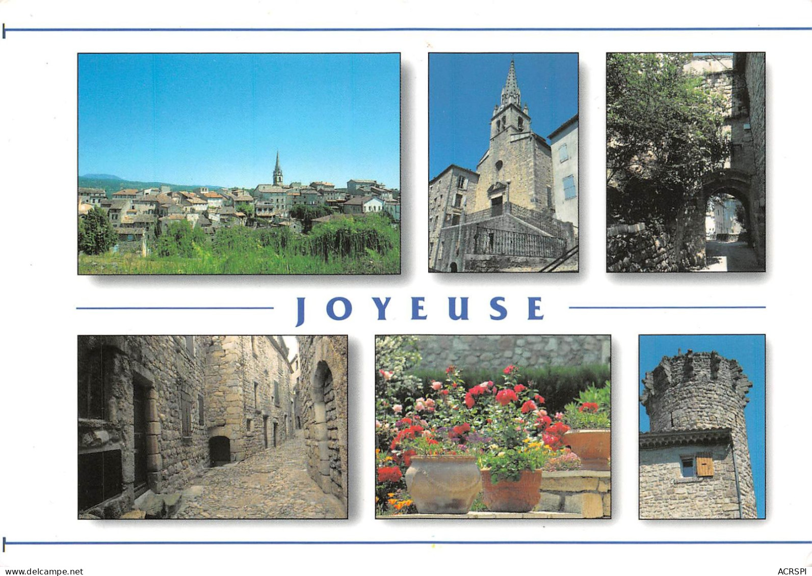 07  Joyeuse  Vue Générale Du Village église Rues       (Scan R/V) N°   6   \PB1105 - Joyeuse