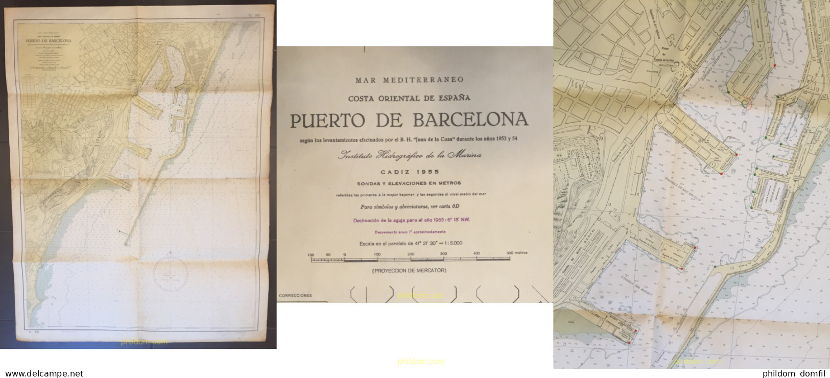 PLANO MAPA DEL PUERTO DE BARCELONA 1955 - Europe