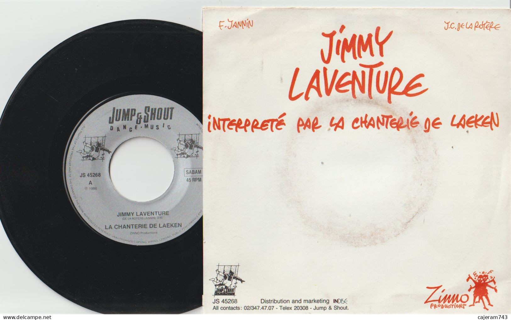 45T. JIMMY LAVENTURE Interpreté Par LA CHANTERIE DE LAEKEN. Made In BELGIUM - Enfants