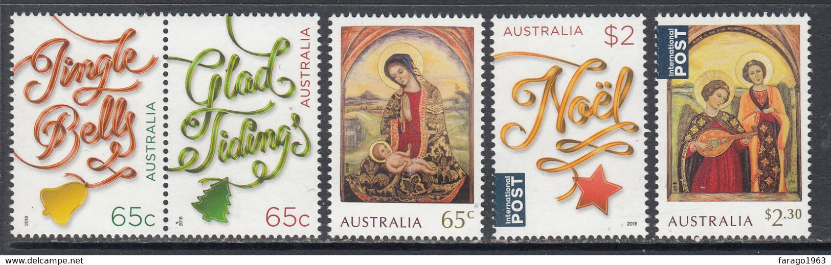 2018 Australia Christmas Noel Navidad Complete Set Of 5 MNH @ Below Face Value - Ungebraucht