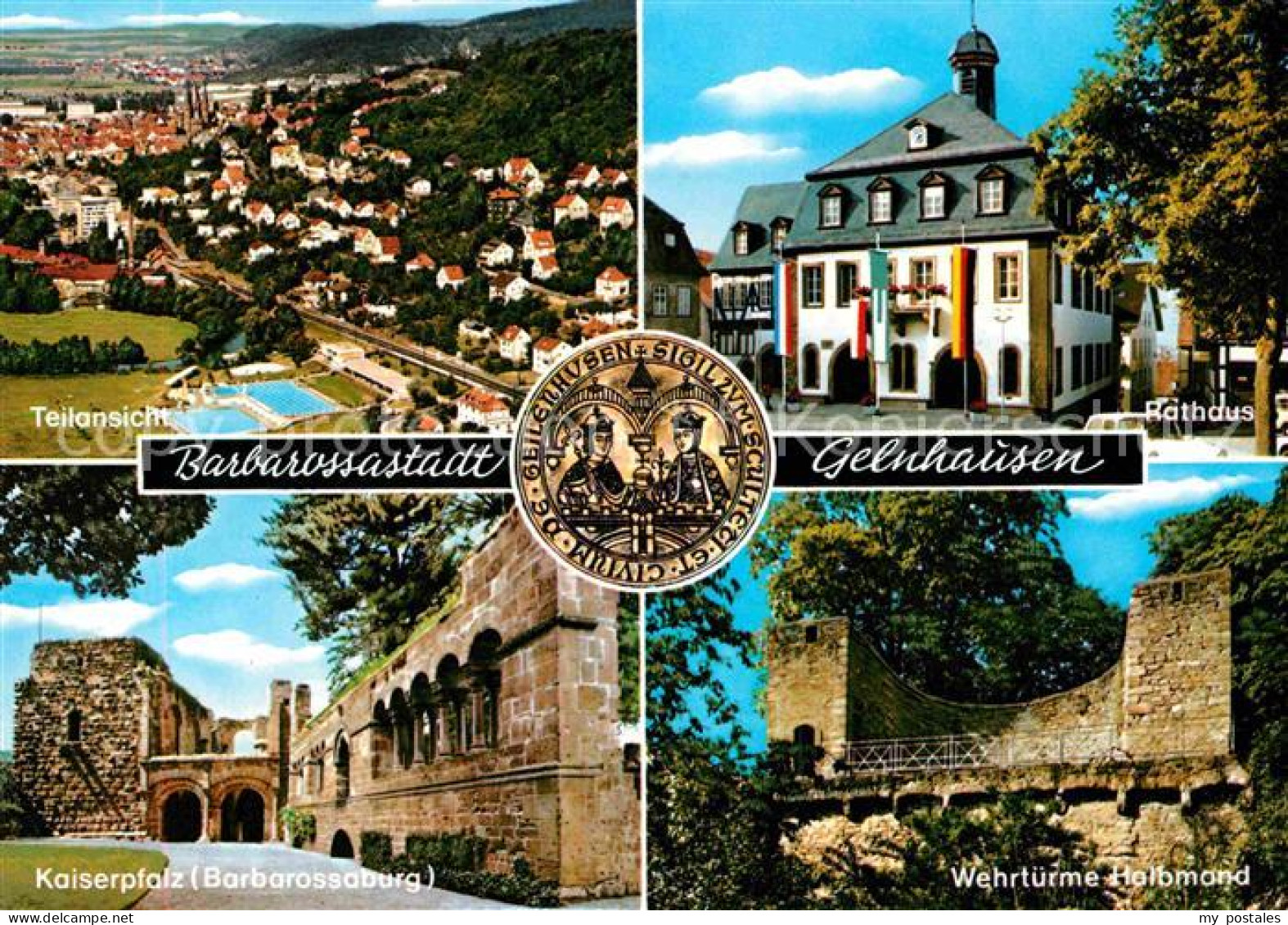 72791719 Gelnhausen Teilansicht Rathaus Kaiserpfalz Barbarossaburg Wehrtuerme Ha - Gelnhausen