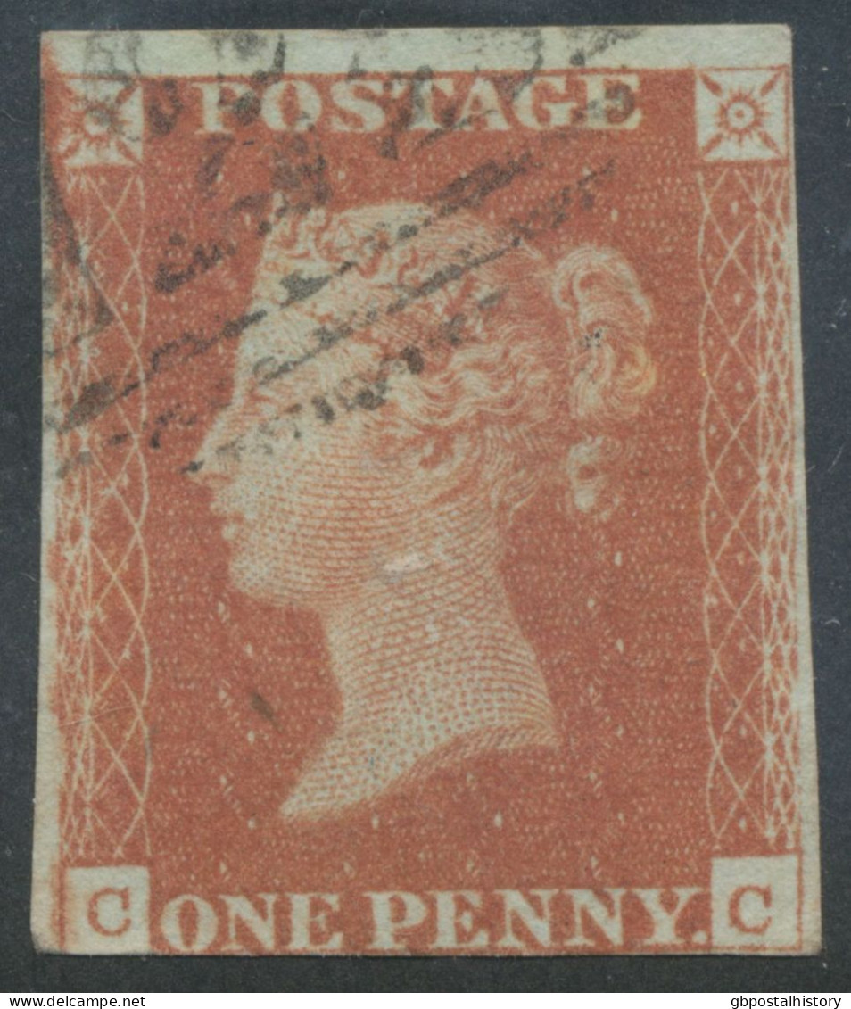 GB QV 1d Redbrown, Unplated (CC) 3 Margins, VFU VARIETY/ERROR: Basal Shift/Re-entry At Upper  Left - Used Stamps