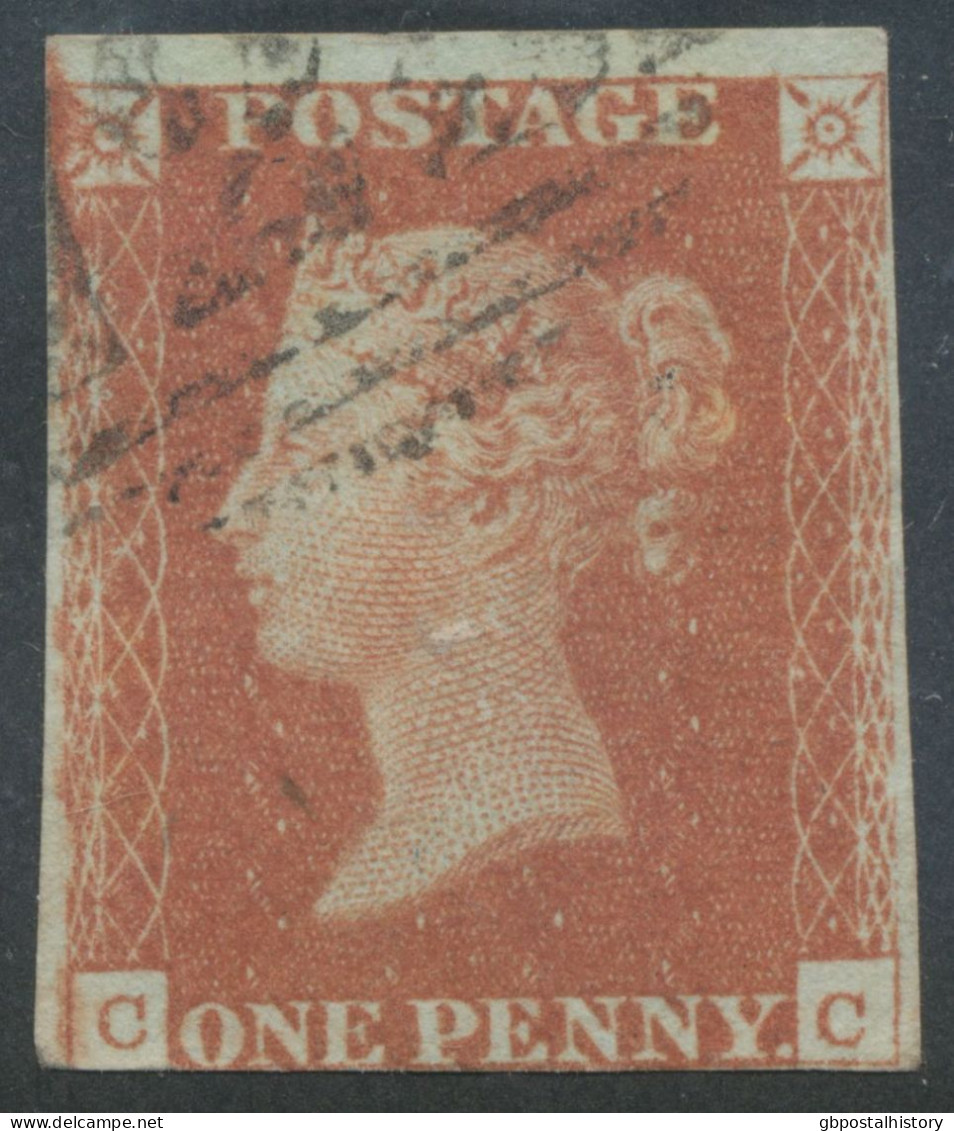 GB QV 1d Redbrown, Unplated (CC) 3 Margins, VFU VARIETY/ERROR: Basal Shift/Re-entry At Upper  Left - Oblitérés