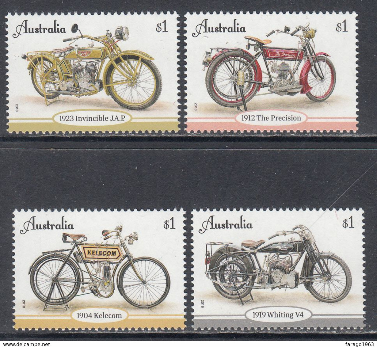 2018 Australia Motorcycles Motorbikes Complete Set Of 4 MNH @ Below Face Value - Mint Stamps