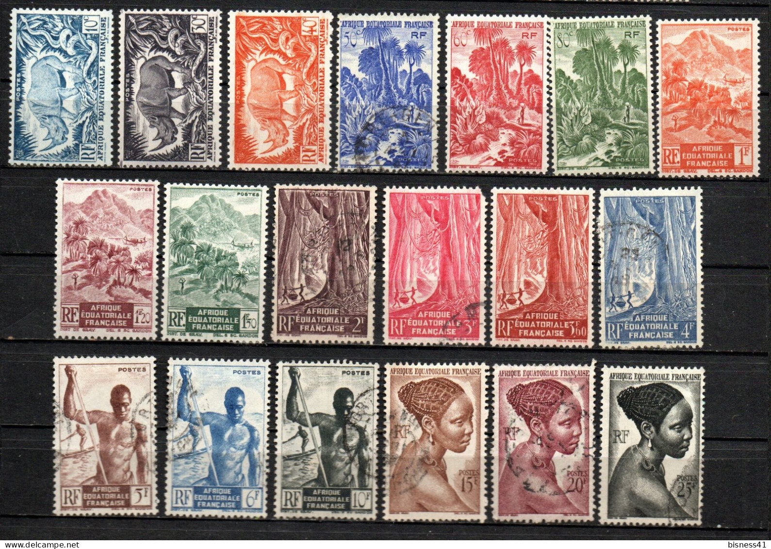 Col41 Colonies AEF Afrique équatoriale N° 214 à 226 Neuf X MH  & Oblitéré Cote 15,00 € - Unused Stamps
