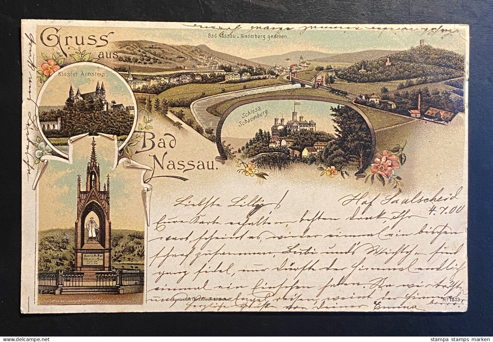 AK Litho Mehrbildkarte Gruss Aus Bad Nassau Gestempelt/o NASSAU (LAHN) 1900 Ankunft WIESBADEN - Nassau