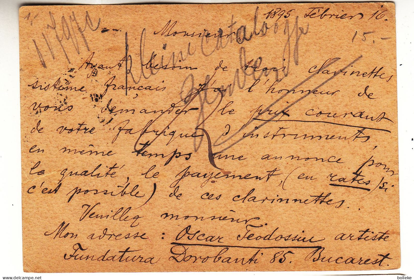 Roumanie - Carte Postale De 1895 - Entier Postal - Oblit Bucuresti - Exp Vers Tilburg - - Covers & Documents