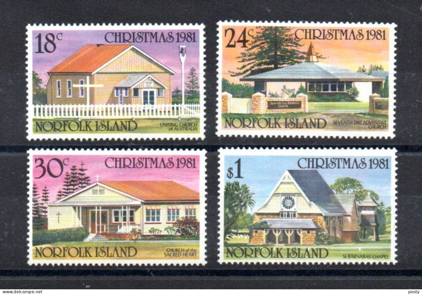 ILE NORFOLK - NORFOLK ISLANDS - 1981 - EGLISES - CHURCHES - CHRISTMAS - NOEL - - Norfolk Island