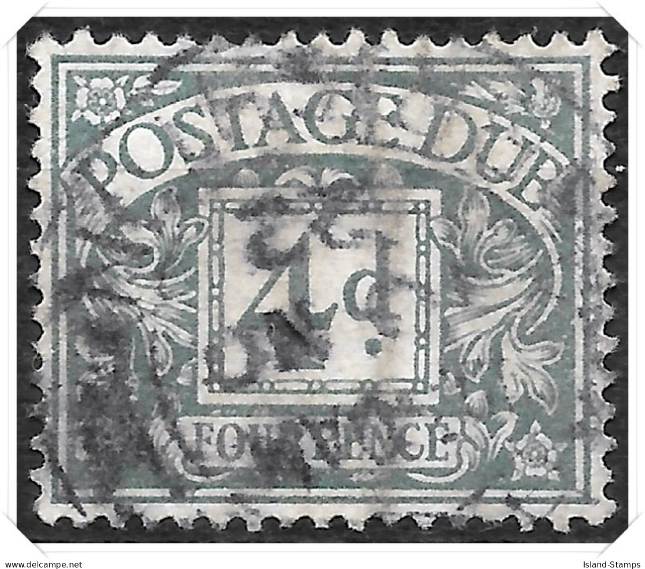 D6 1914 Royal Cypher Postage Dues 4d Dull Grey Green Used Hrd2-d - Strafportzegels