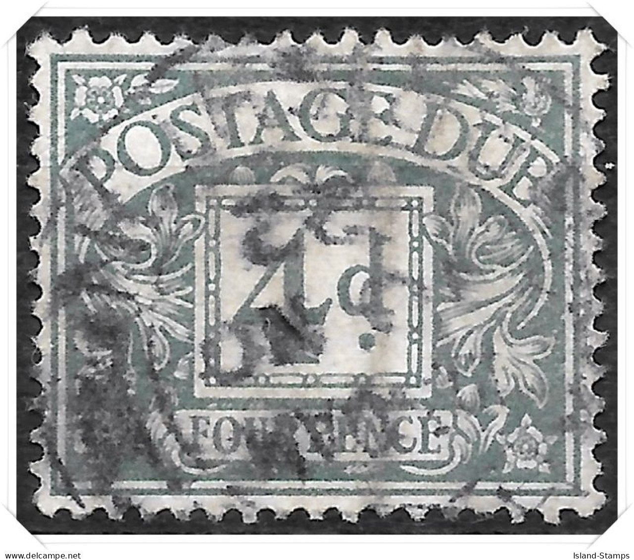 D6 1914 Royal Cypher Postage Dues 4d Dull Grey Green Used Hrd2-d - Tasse