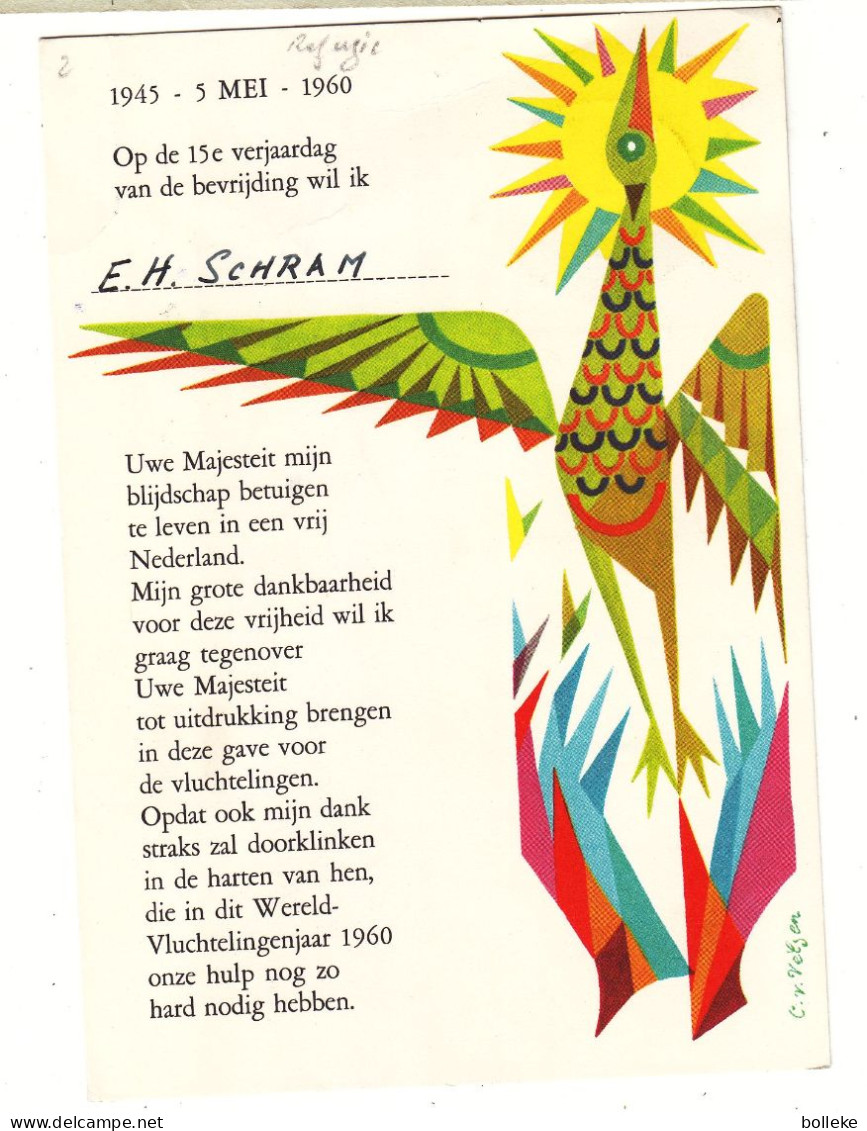 Pays Bas - Carte Postale De 1960 - Oblit Bennekom - Réfugiés - - Lettres & Documents