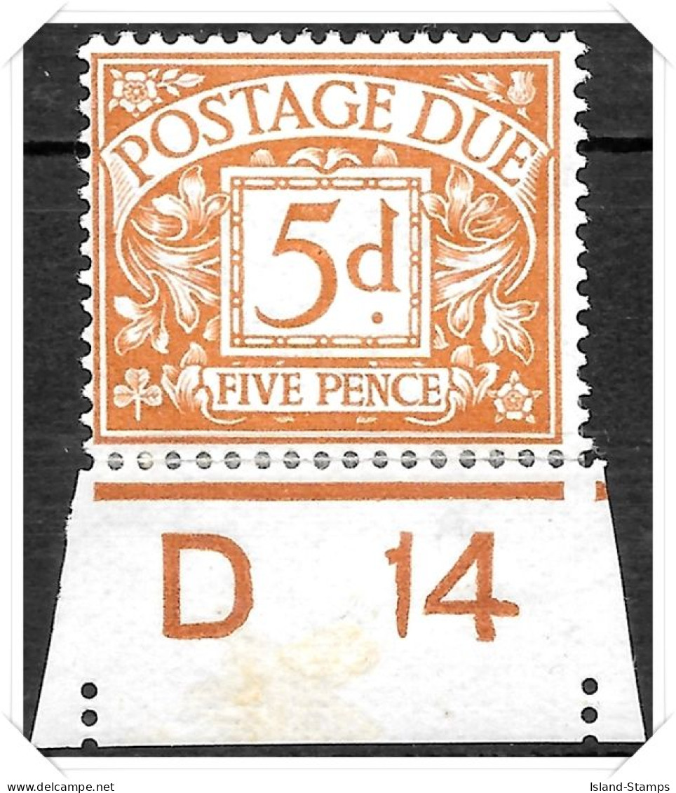 D7 1914 Royal Cypher Postage Dues 5d Brownish Cinnamon Mounted Mint Hrd2-d - Impuestos