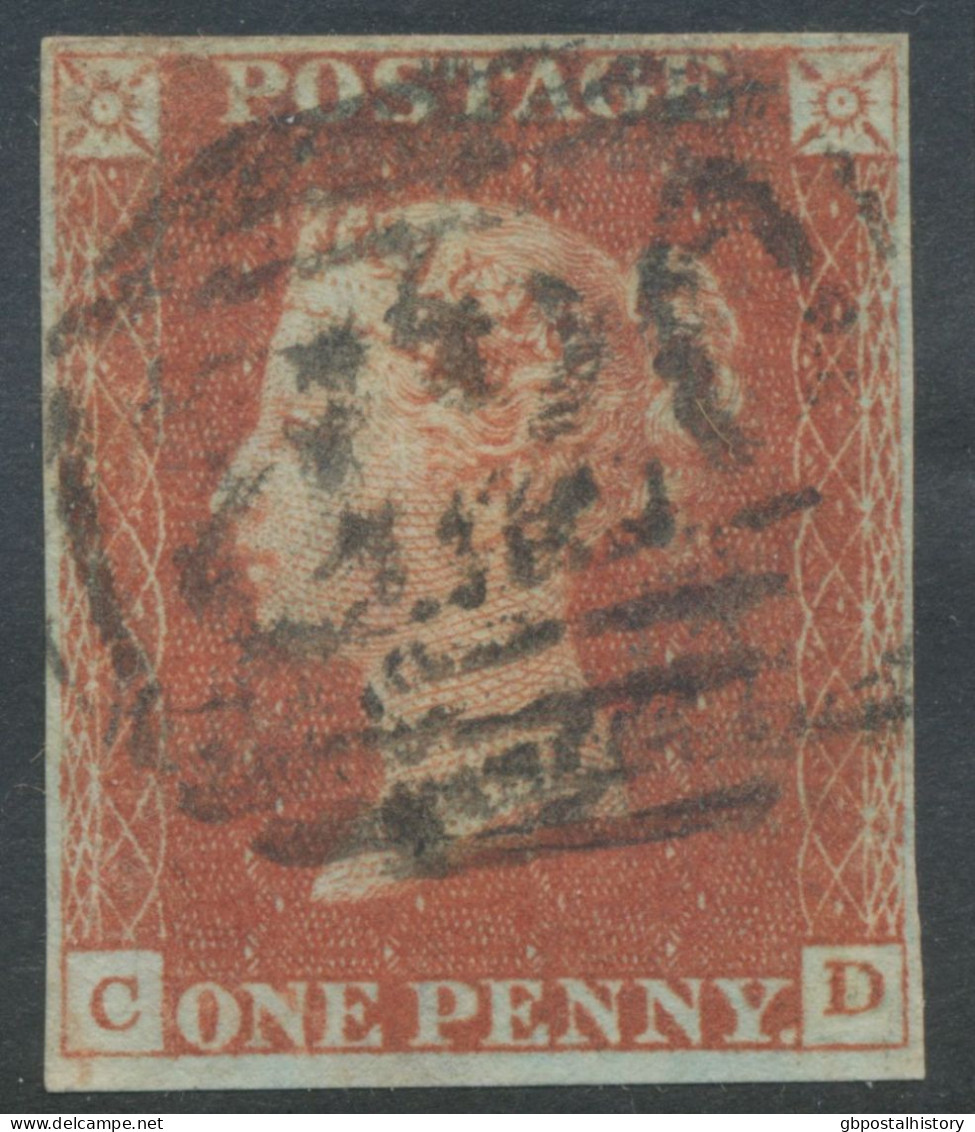 GB QV 1d Redbrown, Unplated (CD) 4 Margins, VFU With Numeral „220“ (BALA), Merionethshire - Extremely Rare Probably UNIQ - Gebraucht