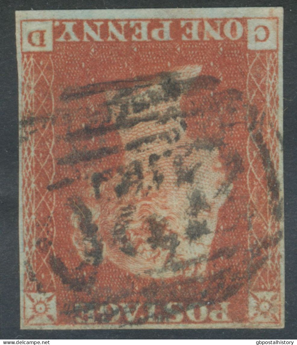 GB QV 1d Redbrown, Unplated (CD) 4 Margins, VFU With Numeral „220“ (BALA), Merionethshire - Extremely Rare Probably UNIQ - Used Stamps