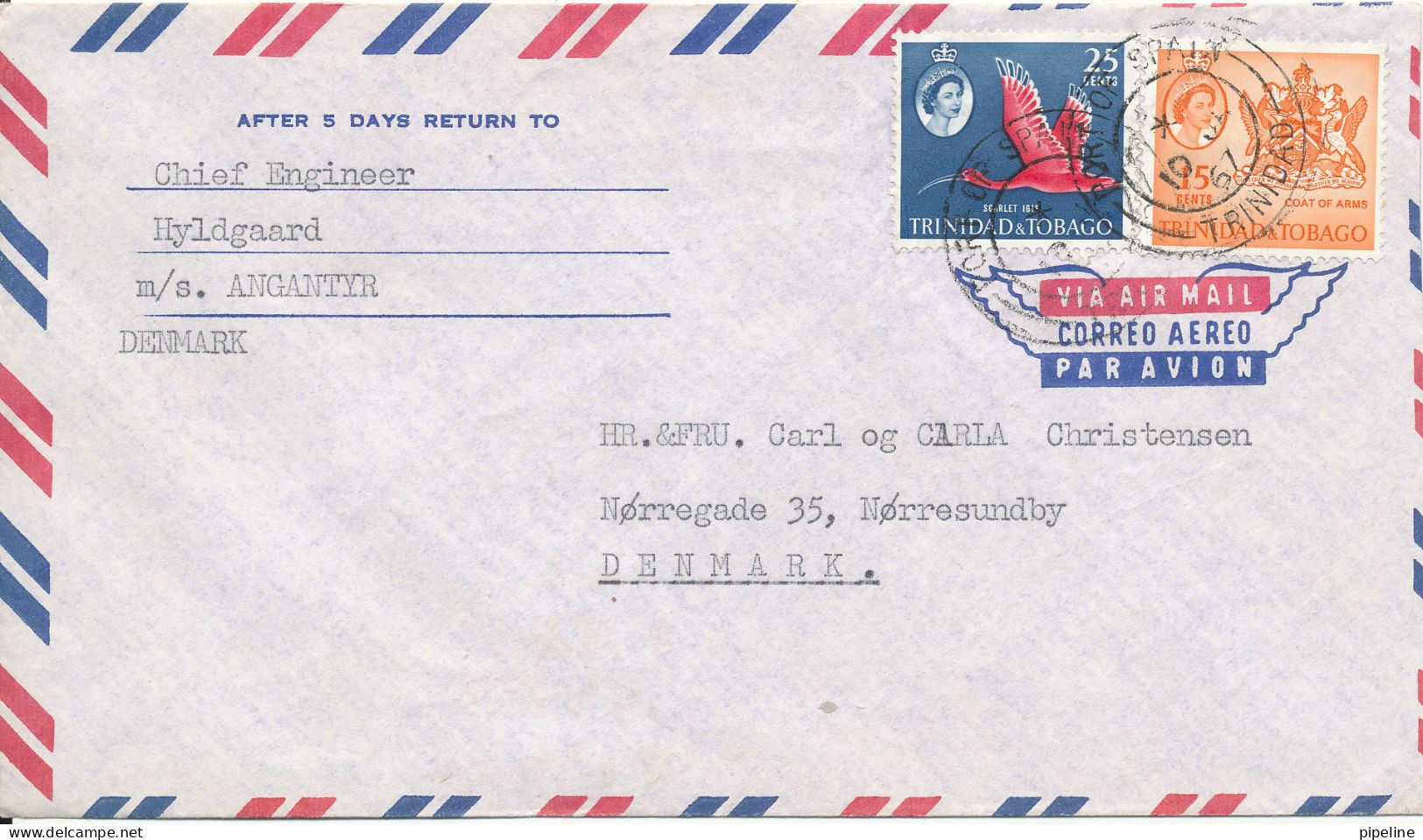 Trinidad & Tobago Air Mail Cover Sent To Denmark 10-1-1967 - Trinidad & Tobago (1962-...)
