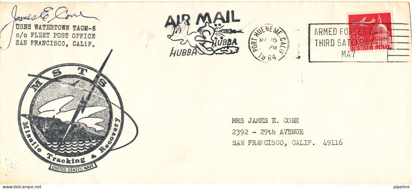 USA Cover Port Hueneme Cal. 15-5-1964 MSTS Missile Tracking & Recovery US Navy - Event Covers