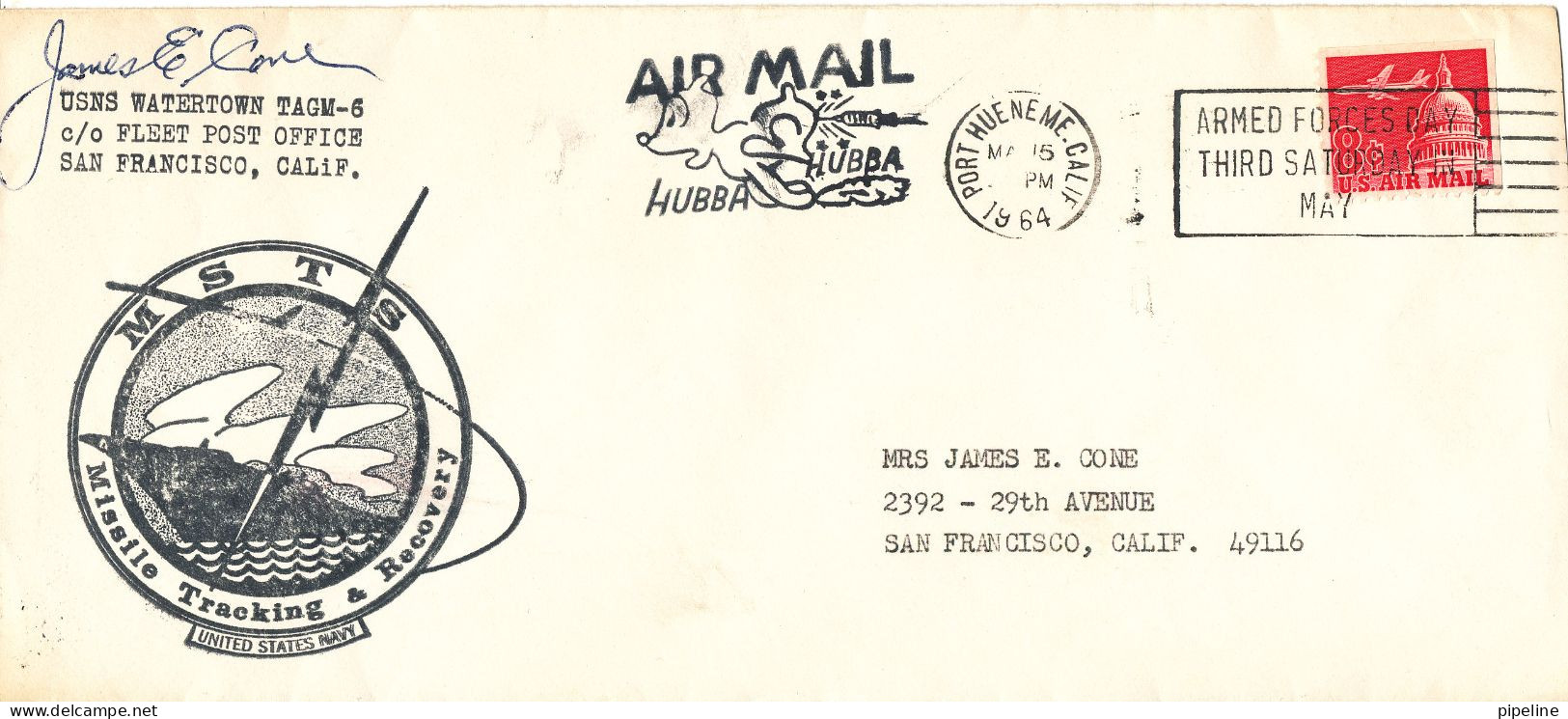 USA Cover Port Hueneme Cal. 15-5-1964 MSTS Missile Tracking & Recovery US Navy - Schmuck-FDC