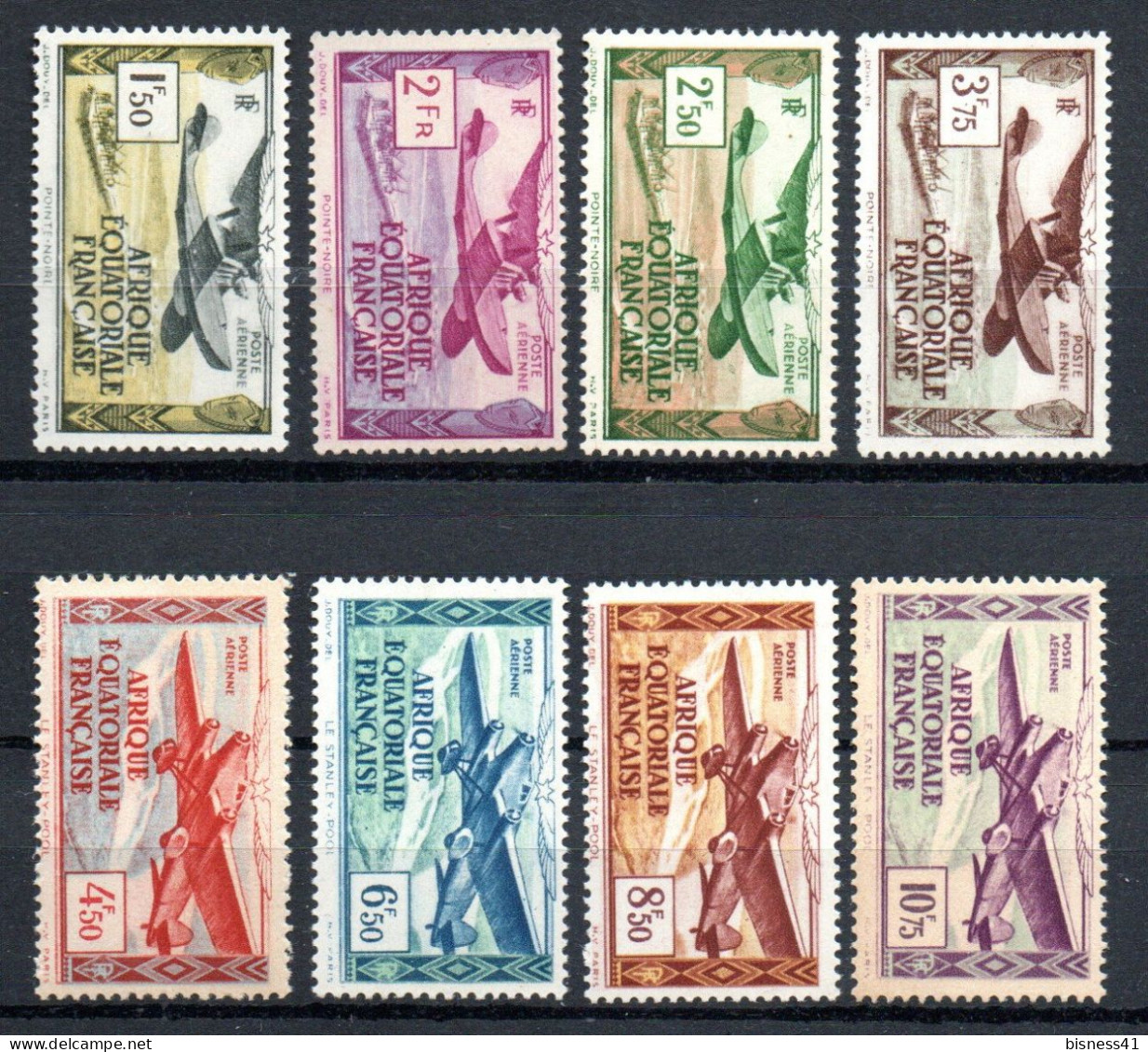 Col41 Colonies AEF Afrique équatoriale PA N° 1 à 8 Neuf XX MNH Cote 18,00 € - Unused Stamps
