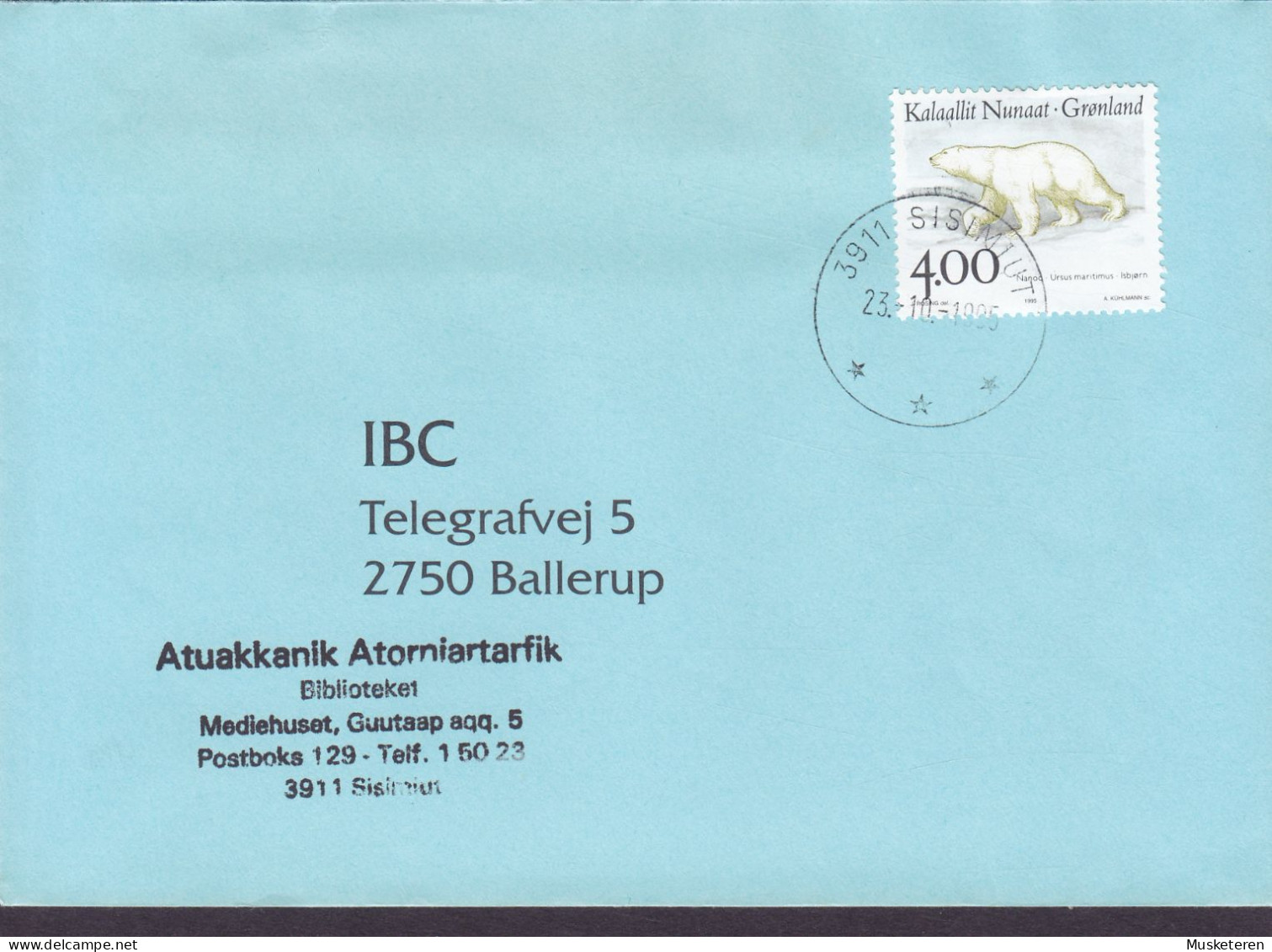 Greenland SISIMIUT 1995 Cover Brief Lettre BALLERUP Denmark 4.00 Kr. Nanok Eisbär Polar Bear - Briefe U. Dokumente