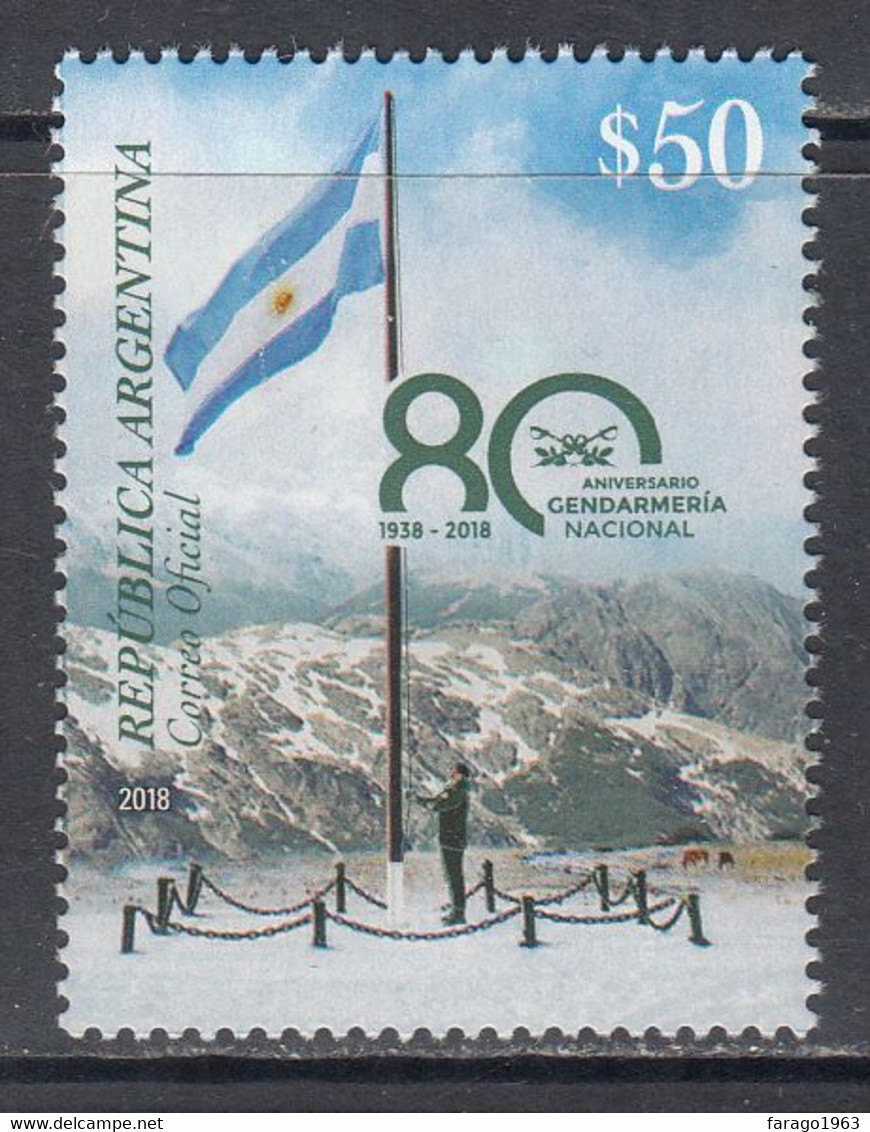 2018 Argentina Gendarmerie Army Police Military Flag  Complete Set Of 1 MNH - Unused Stamps