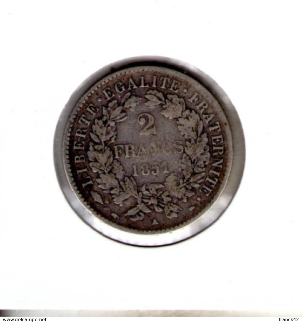 France. 2 Francs Ceres 1851 A - 2 Francs