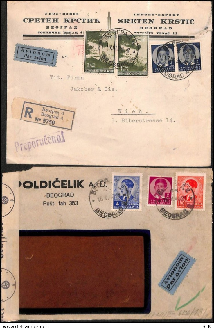 1938/40 DEFINITIVE AS AIRMAIL STAMPS, 2 × 4 D On Airmail Letter To Vienna And Mixed Three-color Franking  From 193 - Lettres & Documents