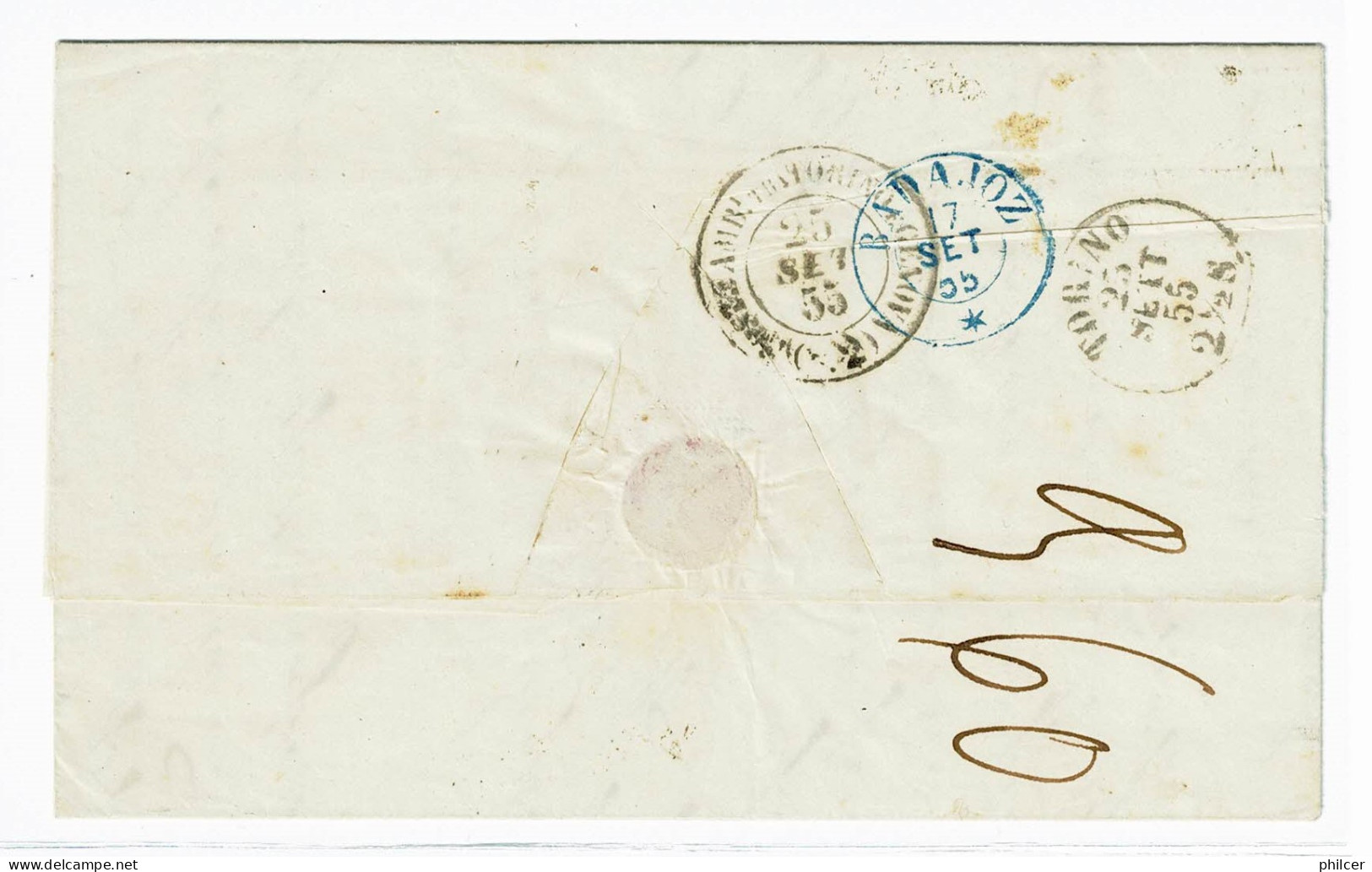Portugal, 1855, # 6, Para Genova - Covers & Documents