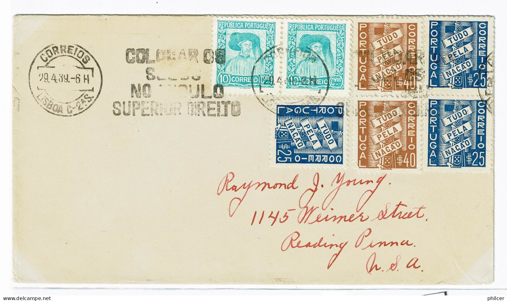 Portugal, 1939, # 568, Para USA - Lettres & Documents