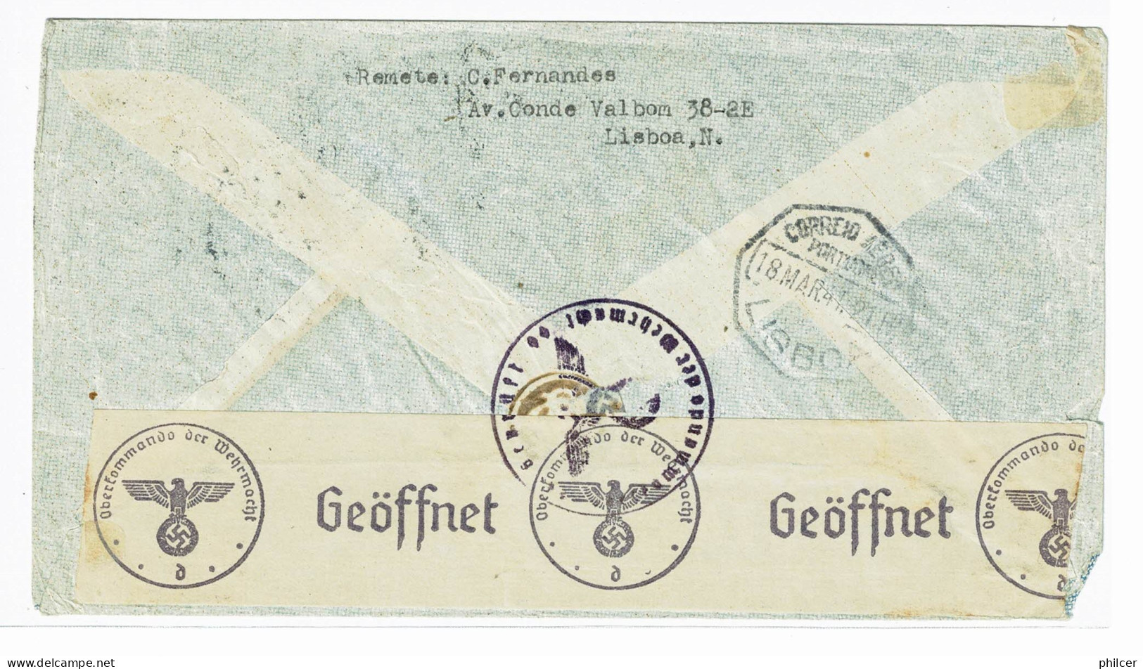 Portugal, 1941, Aéreo, Para Berlin - Lettres & Documents