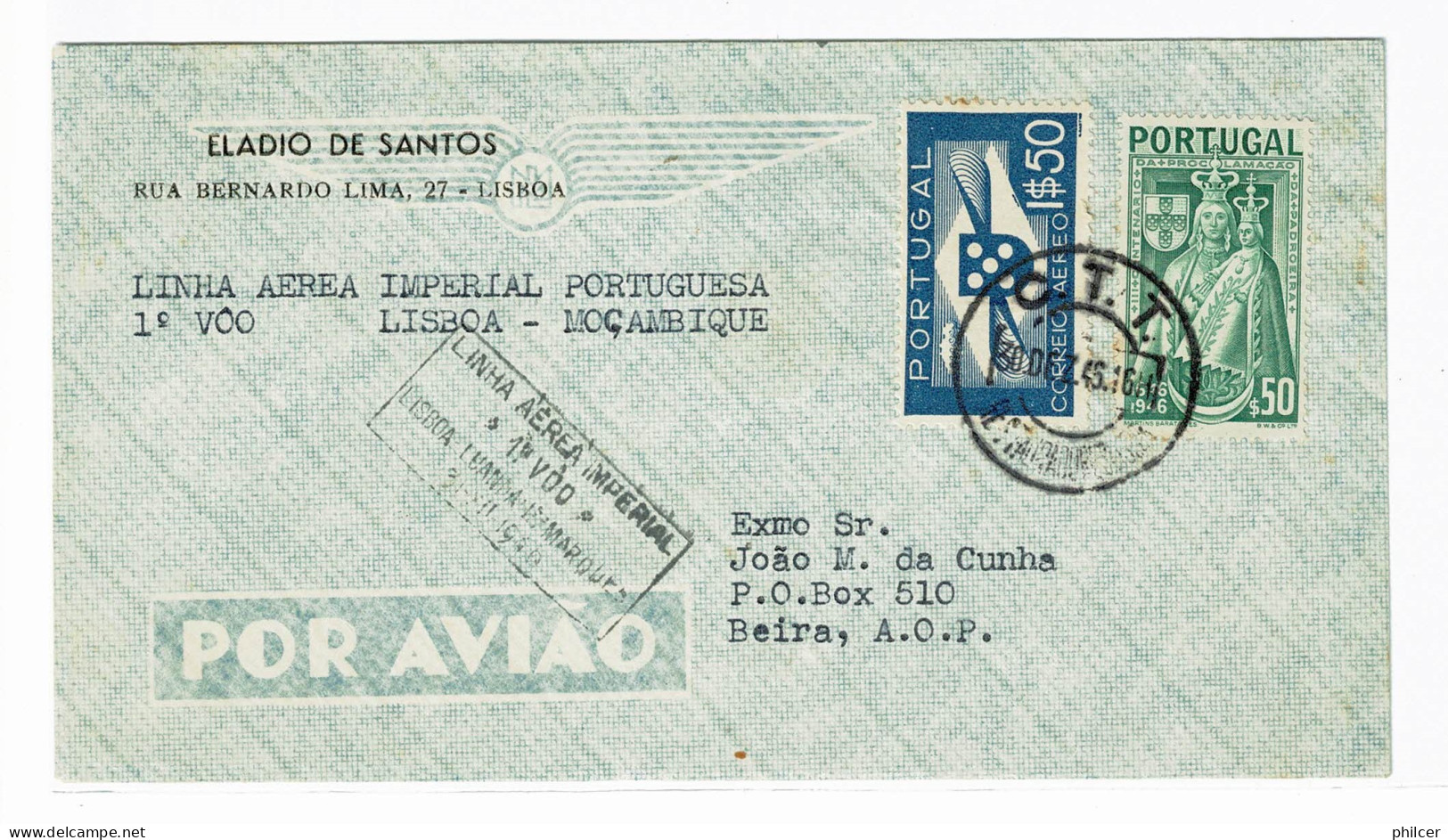 Portugal, 1945, Aéreos, Para Beira - Lettres & Documents