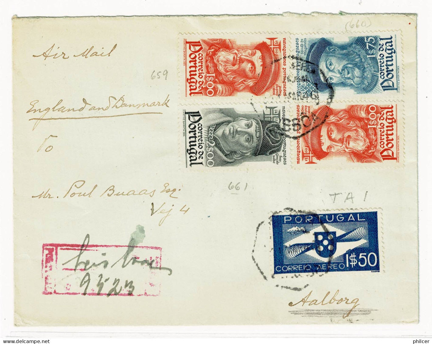 Portugal, 1946, # 649, Para Aalborg - Lettres & Documents