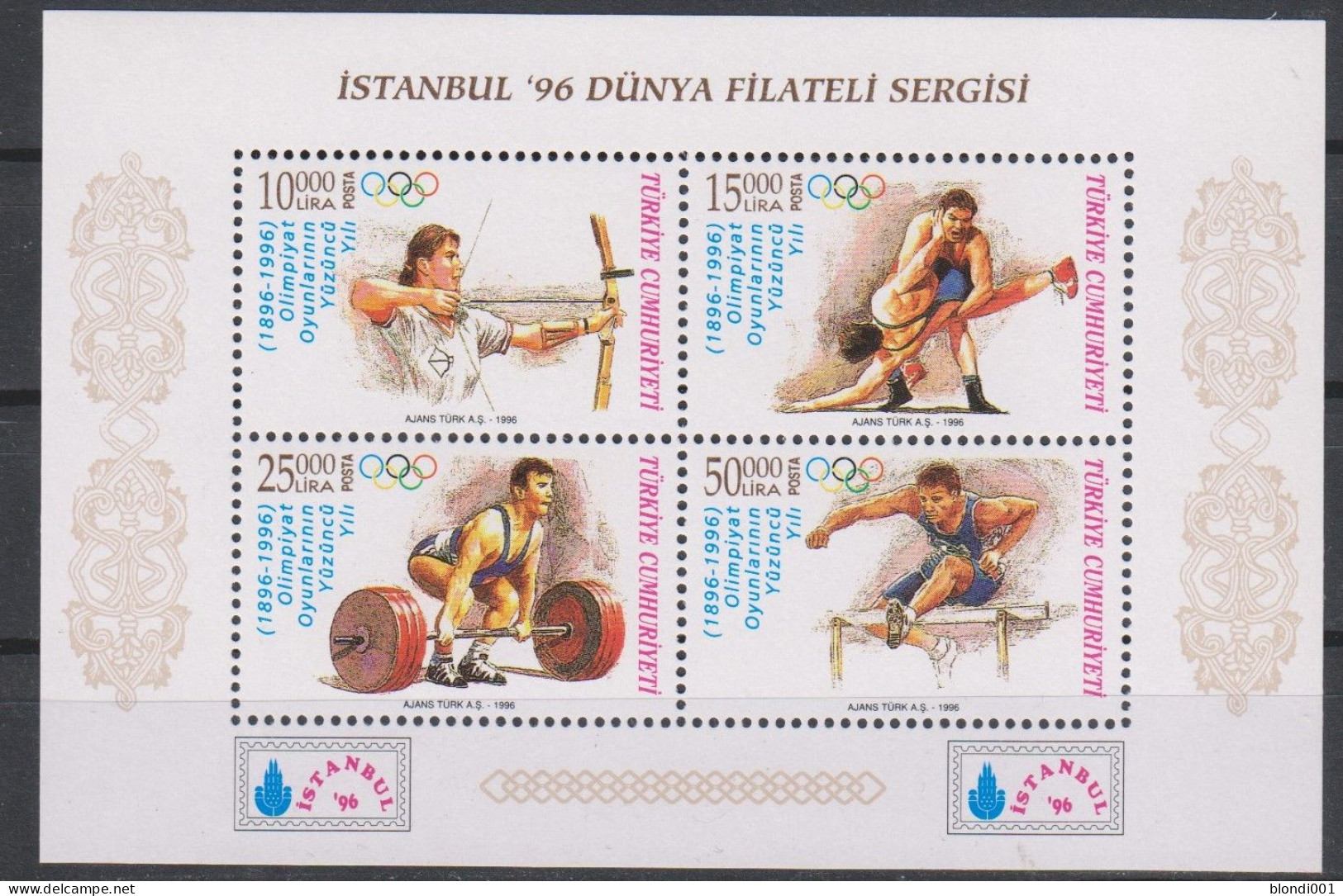 Olympics 1996 - Archery - Weightlifting - Wrestling - TURKEY - Sheet MNH - Ete 1996: Atlanta