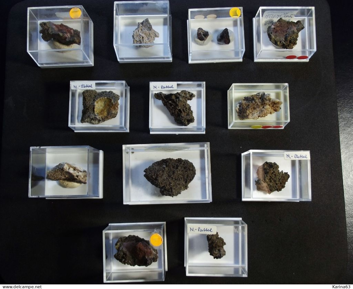 Small collection Eifel minerals 12 specimen - ( Nickenicher Sattel - Emmelberg ) -  Germany - 12 boxes