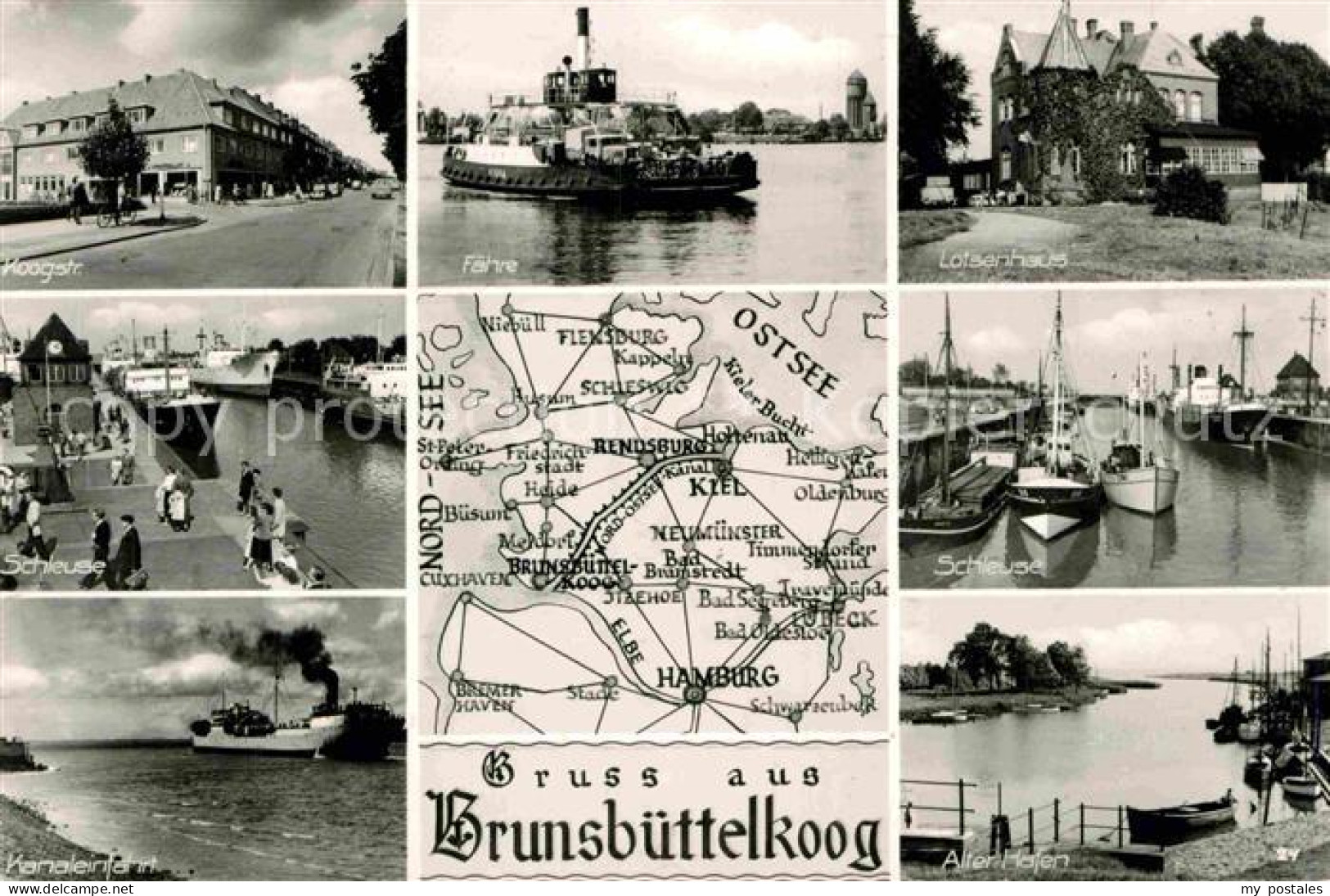 72788103 Brunsbuettelkoog Koogstrasse Kanalfahrt Schleuse Hafen Faehre Lotsenhau - Brunsbuettel