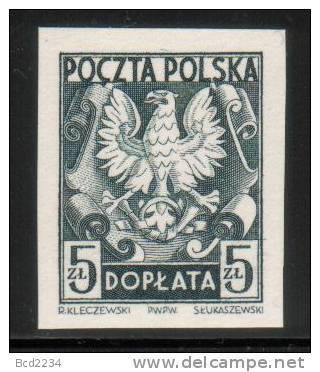 POLAND 1951 POSTAGE DUE IMPERF BLACK PROOF NHM (NO GUM) - Segnatasse