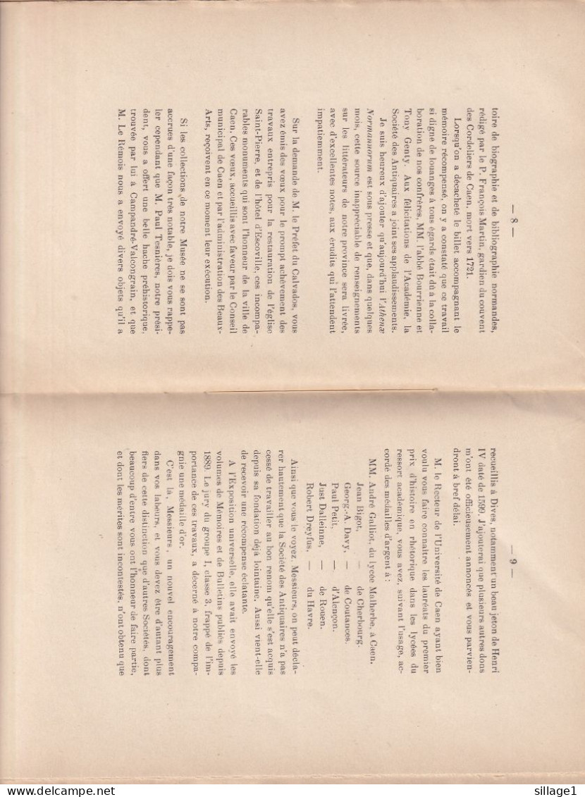 Société Des Antiquaires De Normandie Rapport Sur Les Travaux De L'année 1900 Par E. Travers 23 Pages - Normandie