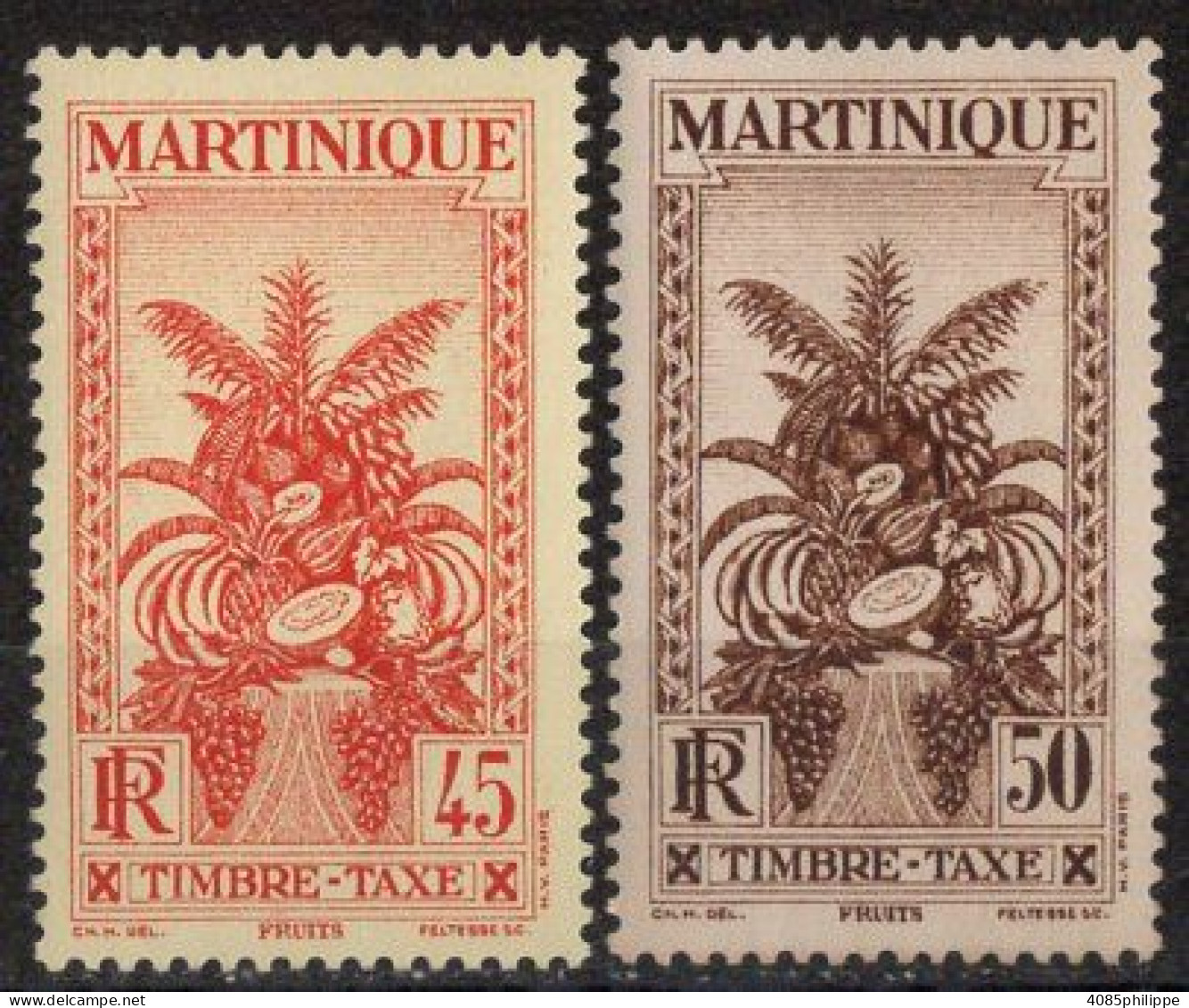 Martinique Timbres-Taxe N°17** à 18** Neufs Sans Charnières TB  Cote : 5€00 - Strafport