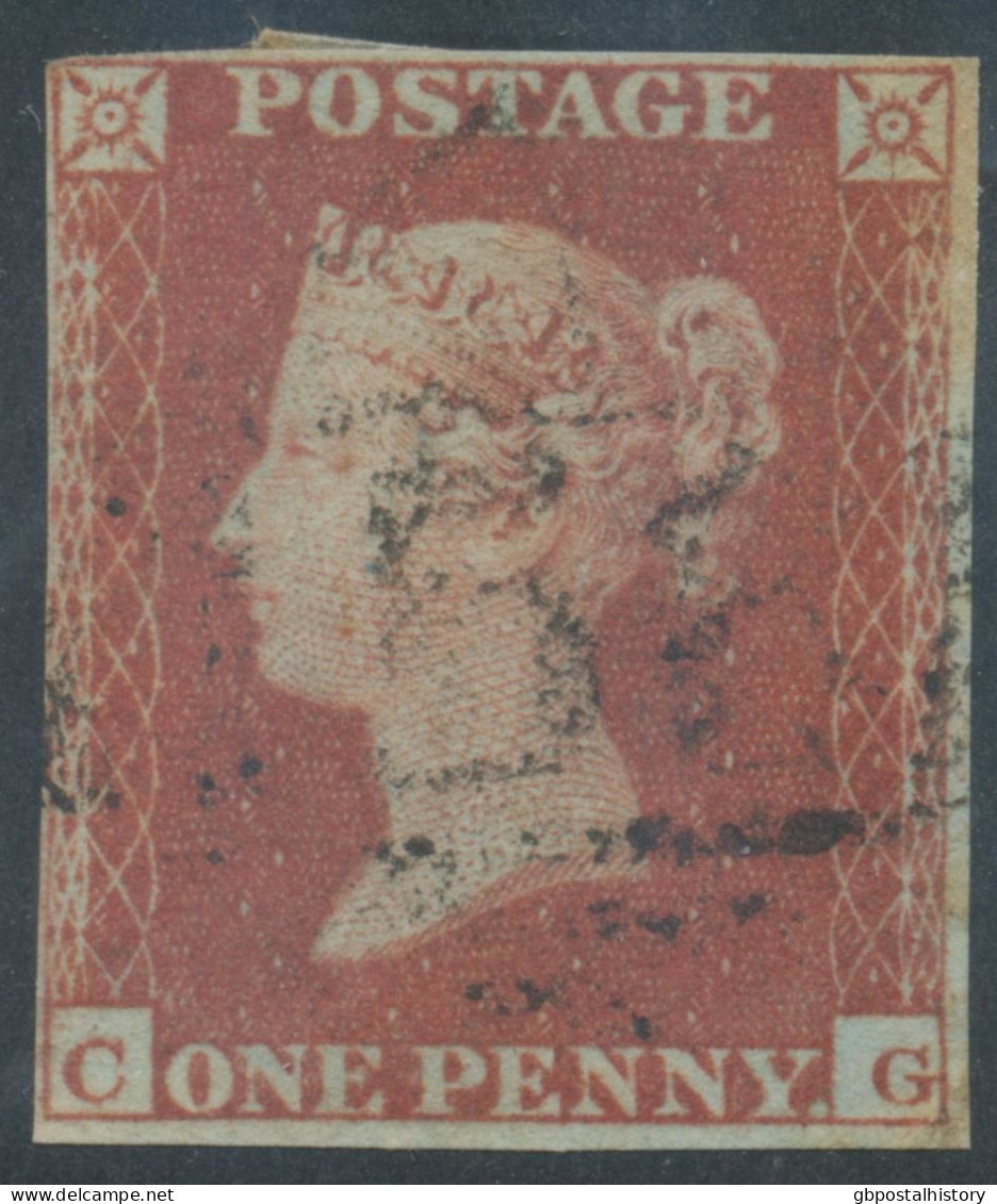 GB QV 1d Redbrown, Unplated (CG) 4 Full But Partly Narrow Margins, Letter „G“ Very Near To Frameline!!, VFU - Used Stamps