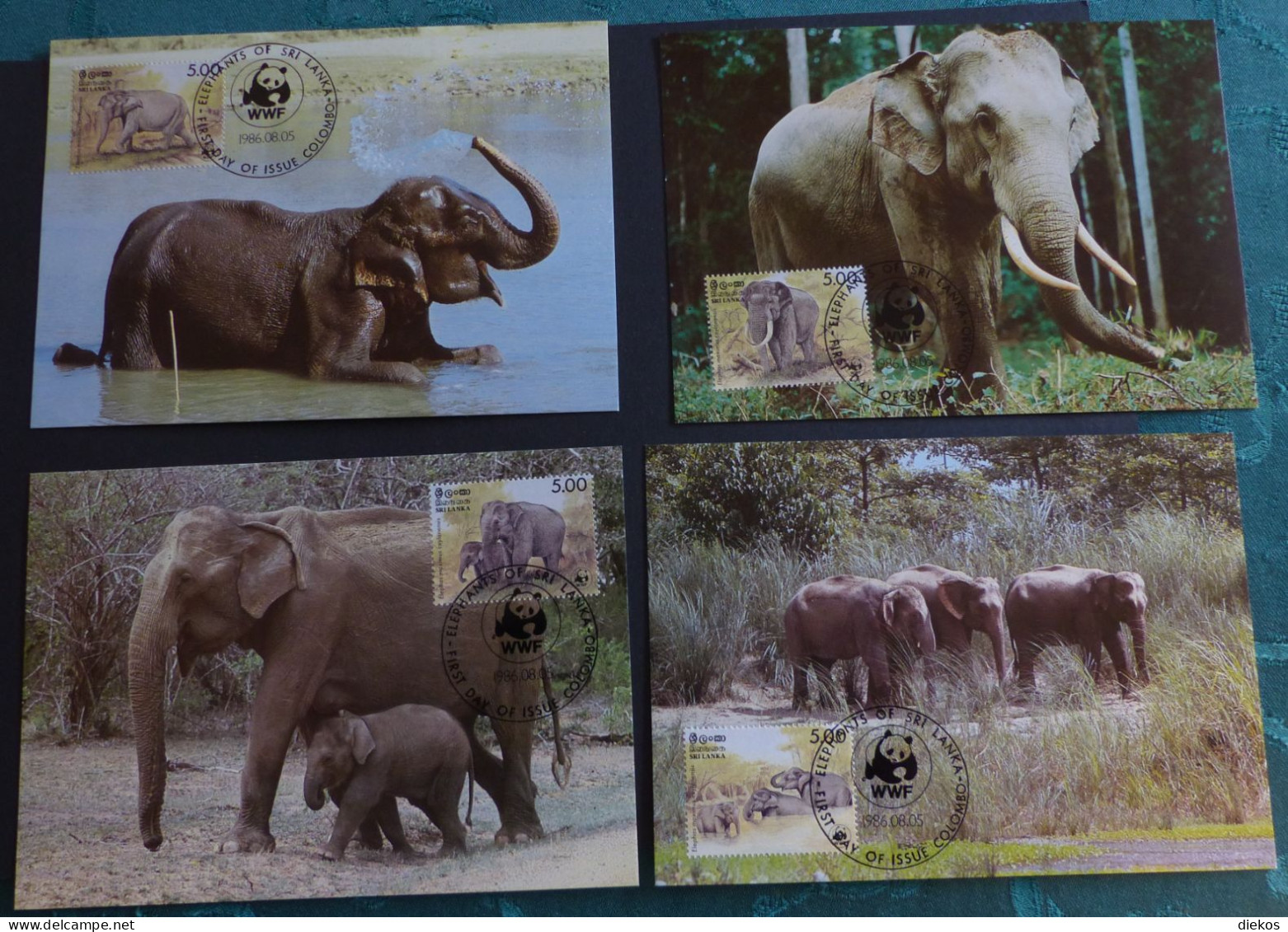 Sri Lanka 753- 56  1986 Asian Elephants 4x Maxi #cover5708 - Sri Lanka (Ceylon) (1948-...)