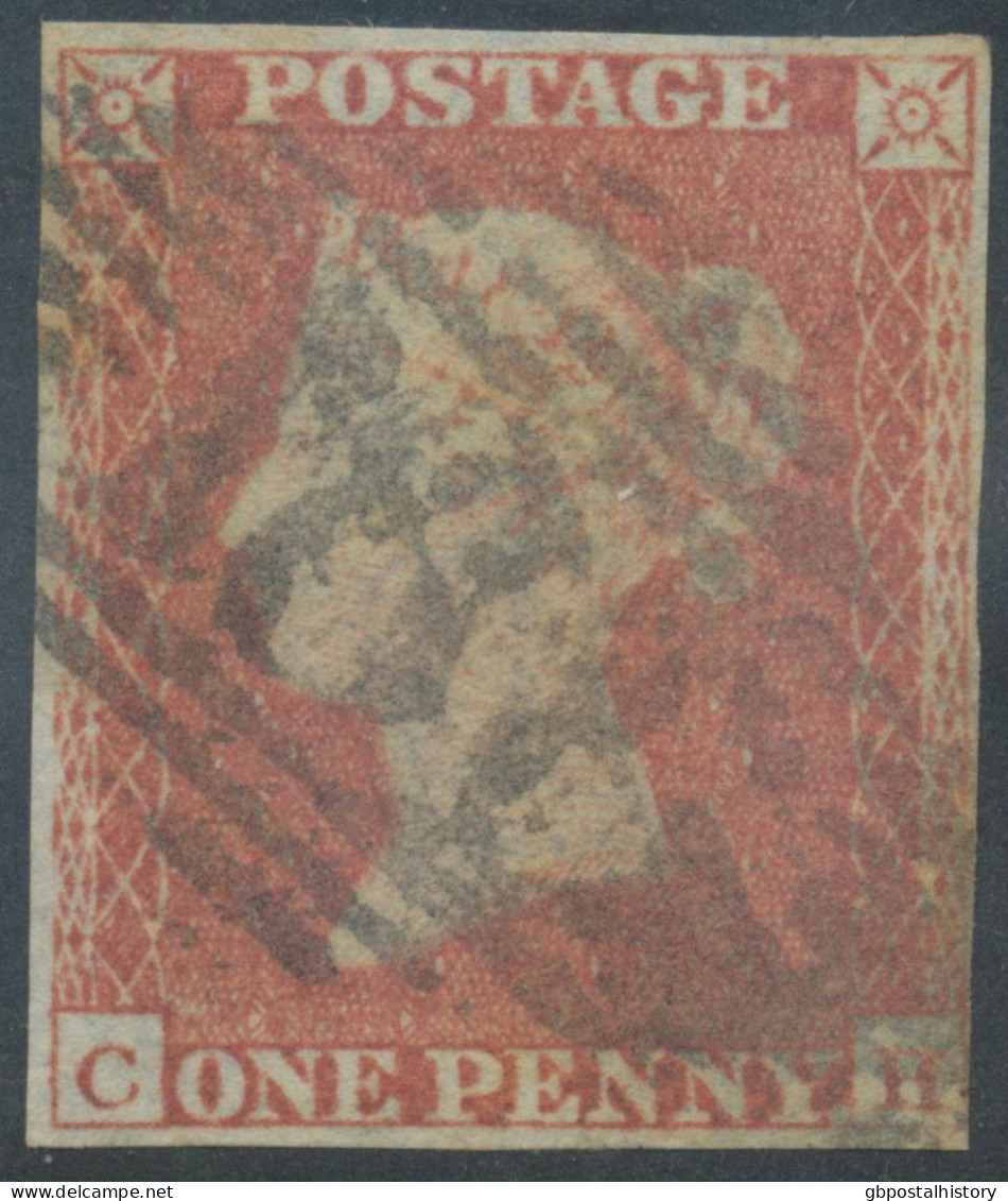 GB QV 1d Redbrown Unplated (CH) 4 Margins – Touched At The Lower Right At „H“, VFU With IRISH Numeral - Gebraucht