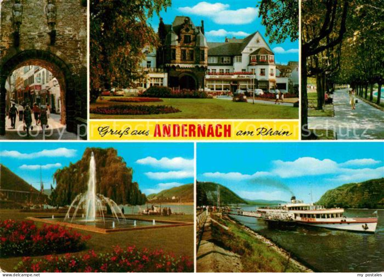 72786651  	Andernach Stadttor Kurhaus Park Fontaene Fahrgastschiff  	Andernach - Andernach