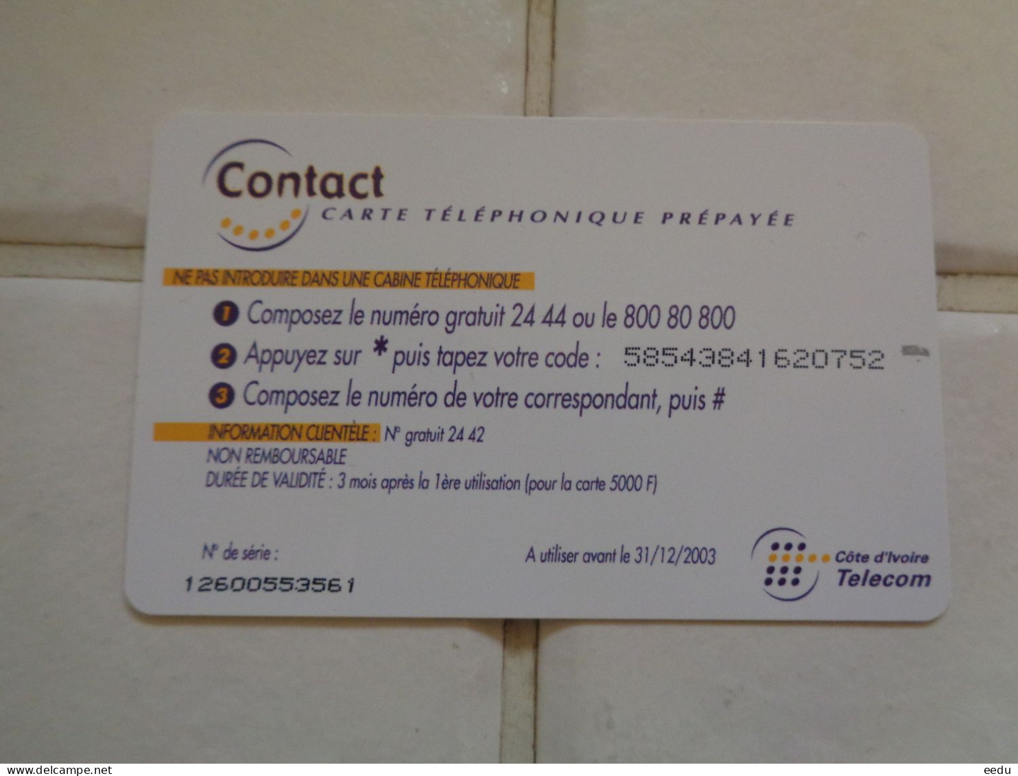 Ivory Coast Phonecard - Ivoorkust