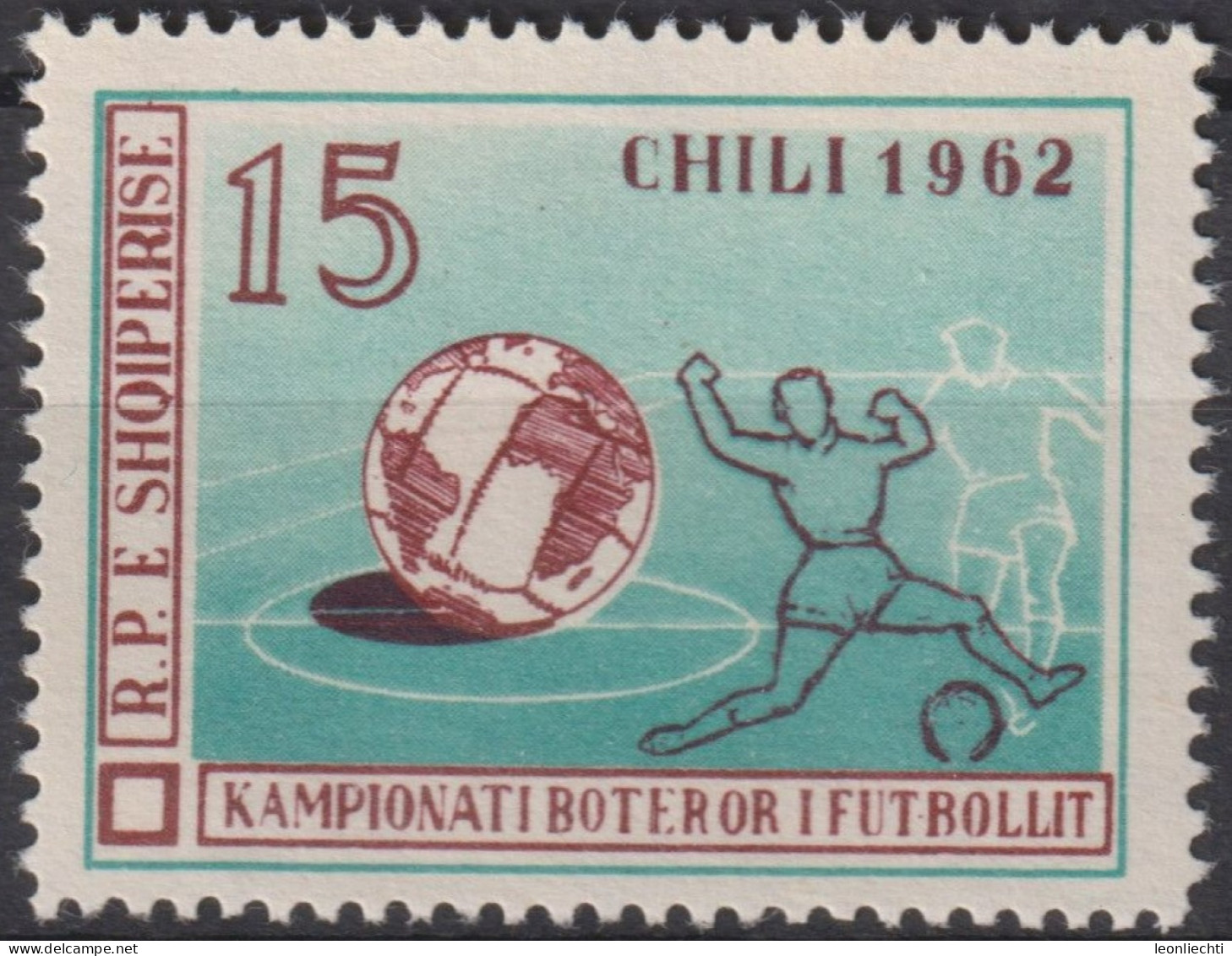 1962 Albanien * Mi:AL 676, Sn:AL 628, Yt:AL 584, Football Game And Globe As Ball, Football World Cup 1962, Chile - 1962 – Chile