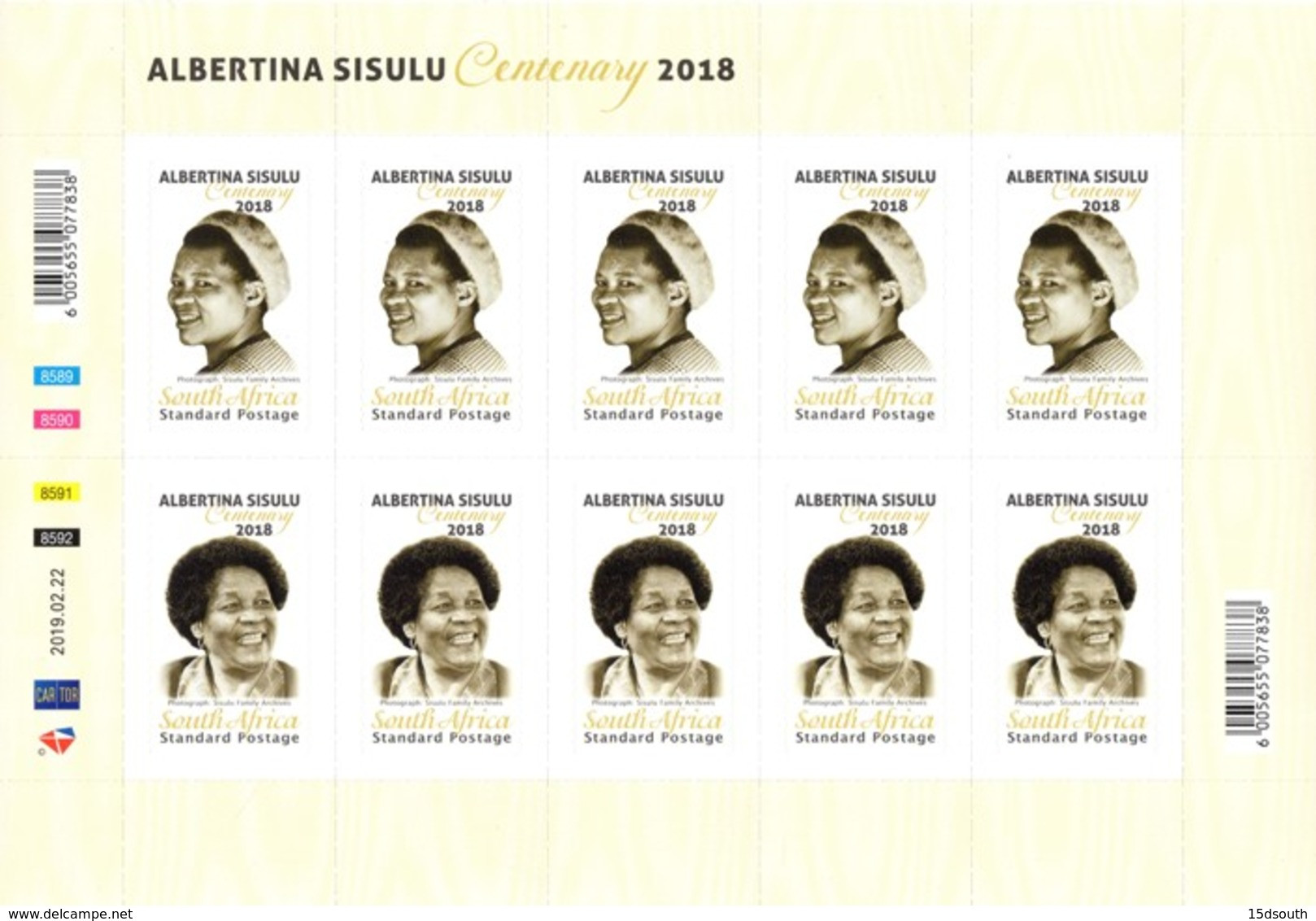South Africa - 2019 Albertina Sisulu Sheet (**) - Blocchi & Foglietti