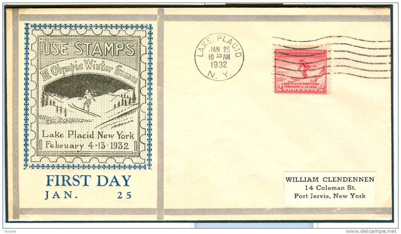 USA FDC 25-1-1932 With Silver Stripes - Invierno 1932: Lake Placid